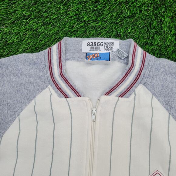 Spalding Zip Sweatshirt M/L 23x26 Cropped Two-Tone Striped - Picture 8 of 15